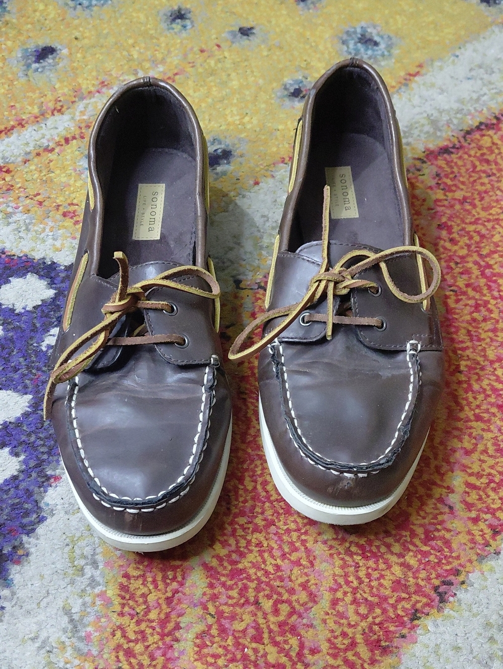Sonoma Dark Brown Leather Boat Shoes with Tan Laces